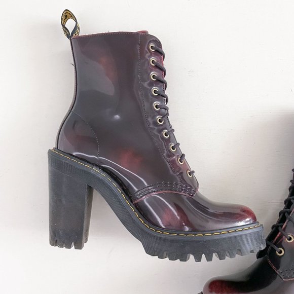 Dr. Martens Red Heeled Kendra Boots Women's Size 7 Arcadia Leather Platform - Picture 10 of 12